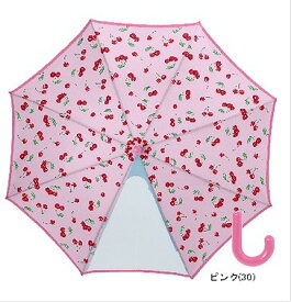 MOF-655B-C30 チェリープリント 子供用傘 ピンク 55cm キッズ 小学生 女の子 雨傘 長傘 透明窓 さくらんぼ