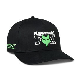 FOX カワサキ フレックスフィットハット ブラック バイク 帽子 紫外線 ストレッチ