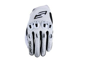 FIVE STUNT EVO 2 LEATHER ���U�[�O���[�u �z���C�g XL�T�C�Y �o�C�N ��� �X�}�z�Ή�