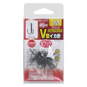 ハリミツ BE-237 V型イカ針 NSブラック L 30本入 針 ハリ 仕掛け パーツ 釣具 釣り フィッシング
