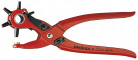 KNIPEX クニペックス 9070-220 回転パンチプライヤー (SB) 穴あけサイズ(φmm)：2.0/2.5/3.0/3.5/4.0/5.0 全長(mm)：220 質量(g)：251