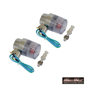 マッドマックス MM11-0081-CL 丸型ヨーロピアンウインカー M10×60mm/アルミ取付ステー付 クリア 2個セット 汎用 ウィンカー 指示器 パーツ MADMAX