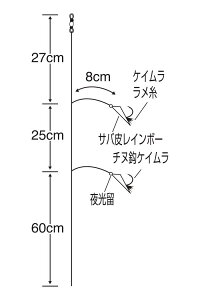 ササメ S636 タイラバサビキ サバ皮&ケイムラ 4号 2本鈎×2セット 船仕掛 五目 根魚 鯛 釣針 針 はり フック 釣具 釣り つり