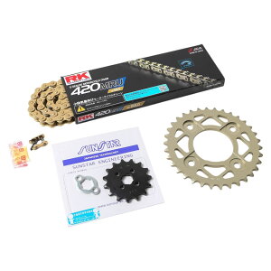 �T���X�^�[ KR11323 �X�v���P�b�g&�`�F�[���L�b�g �S�[���h 420 �t�����g15T ���A34T 3�_�Z�b�g MONKEY125 �����L�[ 18�N-20�N RK�`�F�[�� �X�v���P �`�F�[��