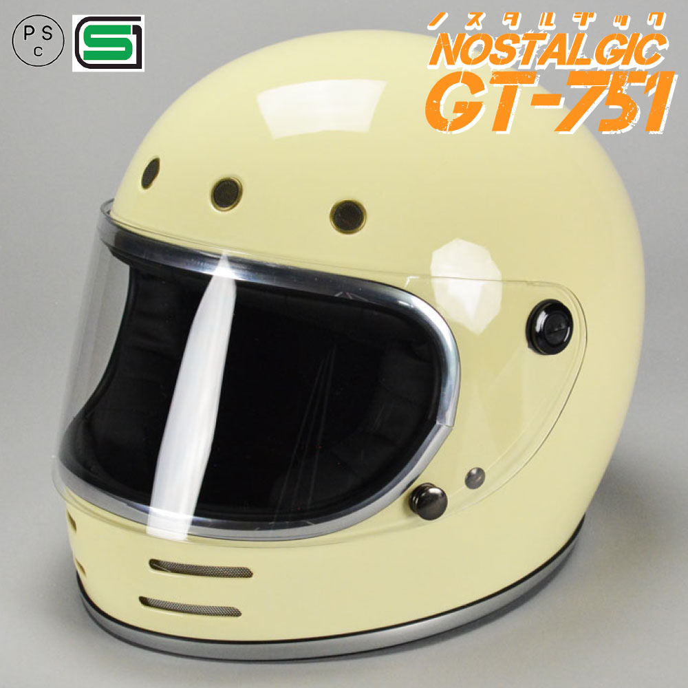 送料無料 GT751 新作 人気 ヘルメット 族ヘル ノスタルジック 今だけ スピード対応 全国送料無料 アイボリー ビンテージ フルフェイス GT-751