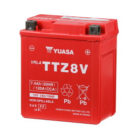 台湾ユアサ TTZ8V 液入り充電済 1年保証 密閉型 MFバッテリー メンテナンスフリー (互換: YTZ8V DTZ8V GTZ8V FTZ8V YTX7L-BS) YUASA 台湾ユアサ 台湾YUASA 液入り PCX CRF250 バイクパーツセンター