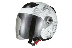 バイクヘルメット ジェットヘルメット グラフィック ホワイト Lサイズ SG規格適合 PSCマーク付 バイク オートバイ ヘルメット バイクパーツセンター