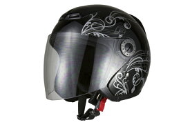 バイクヘルメット ジェットヘルメット グラフィック ブラック Lサイズ SG規格適合 PSCマーク付 バイク オートバイ ヘルメット バイクパーツセンター