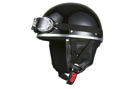 バイクヘルメット ビンテージヘルメット ゴーグル付き ブラック 　黒 フリーサイズ 124cc以下 耳あて着脱可能 SG規格適合 PSCマーク付 バイク オートバイ ヘルメット 半帽 バイクパーツセンター