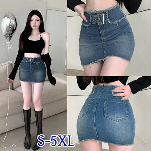 S-5XL ヴィンテージデニム ミニスカート レディース ボトムス デニム ミニスカート マイクロミニ 超ミニ タイトスカート ベルト付き インナーパンツ付き ハイウエスト ヒップラップ 春夏 ダ