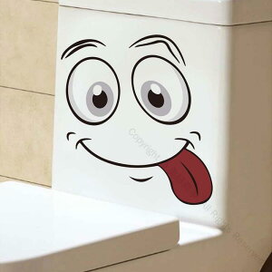 面白いスマイリーフェイスのトイレカバーステッカー おしゃれで耐久性高い防水素材使用 トイレ装飾に最適なユニークデザインインテリアシール