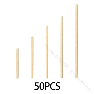 50個セット木製ダボロッド丸型未完成クラフト用ダボロッド木製スティック工芸品アートプロジェクト用素材DIY工作用材質良好耐久性抜群