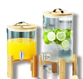 ドリンクサーバー ガラス製 大容量3.5L 5L 8L 蛇口付き 飲料ポット 保存ボトル バレルディスペンサー 貯蔵容器 飲料水バケット 密閉タンク スタンド付き 透明 ジュース ビール 梅酒 果実酒用 ウォーターサーバー
