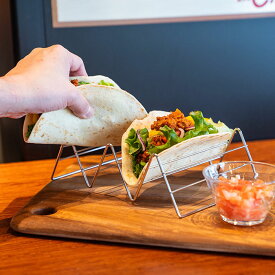『ステンレス ワイヤータコススタンド』【タコス スタンド ステンレス トルティーヤ 2個 3個 カフェ 店舗 雑貨 ホームパーティー】