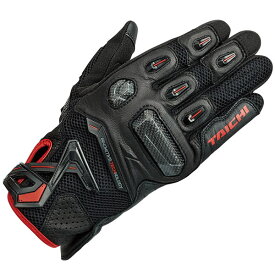 【限定特価】RS TAICHI（RSタイチ）　RST442　ラプターメッシュグローブ　ブラック/レッド　　メッシュ素材がもたらす通気性とミドルカフとカーボンプロテクターの採用による安全性の高さを兼ね備えたスポーツモデル！スマホタッチ対応！！