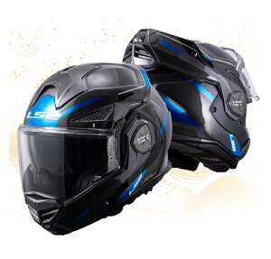 LS2 HELMETS�iLS2 �w�����b�g�j�@ADVANT-X F�@BLACK TITANIUM BLUE�@�@�i�{���̃o�[��180�x���I��������i���^�V�X�e���w�����b�g�I�j