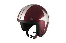 TNK工業　JL-65F RD.B/SI/STAR　スモールジェットヘルメット　レッドビーン／シルバー／スター