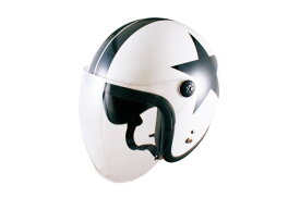 TNK工業　JL-65SR　P.WH/STAR フリー　スモールジェットヘルメット　パールホワイト／スター