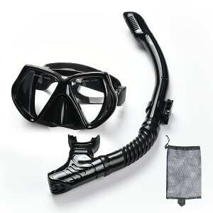 シュノーケル セット【曇り止め クリア視界】ライトップバルブ 水漏れ防止 食用級シリコン シュノーケリング マスク スノーケル ドライスノーケル 水中メガネ メッシュバッグ付き 大人用