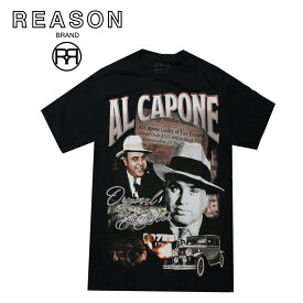 REASON/リーゾン AL CAPONE アルカポネ コラボ ポートレイト TEE 前面プリント 半袖Tシャツ コットン素材 アメリカ合衆国のギャング /B系/ストリート/ダンス衣装/チーム/カジュアル/アメカジ/インポート/M/L/XL/2XL/3XL/大きいサイズ/ビッグサイズ