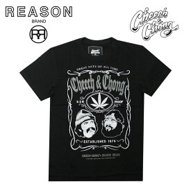 REASON/リーゾン CHEECH&CHONG チ―チョン LABEL TEE コラボ 前面プリント 半袖Tシャツ コットン素材 チーチとチョンのコラボのプリント /B系/ストリート/ダンス衣装/チーム/カジュアル/アメカジ/インポート/大きいサイズ/ビッグサイズ