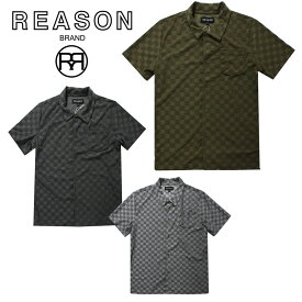 【SALE半額】REASON/リーゾン CHECKERBOARD TOWEL KNIT SHIRT ニット チェック柄 半袖 ボタンアップ シャツ ポリエステル素材 B系/ストリート/ダンス衣装/チーム/カジュアル/アメカジ/インポート/大きいサイズ