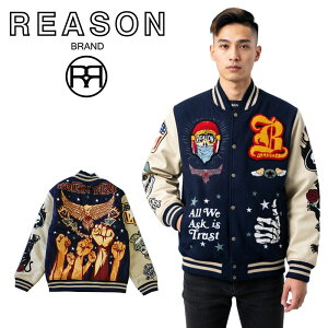 �ySALE ���z�zREASON ���[�Y�� BORN FREE VARSITY JACKET �|�� �����g�� ���ȗ��n�L���e�B���O �X�^�W�A���W�����p�[/B�n/�X�g���[�g/�_���X�ߑ�/�`�[��/�J�W���A��/�A���J�W/�C���|�[�g/M L XL/�傫���T