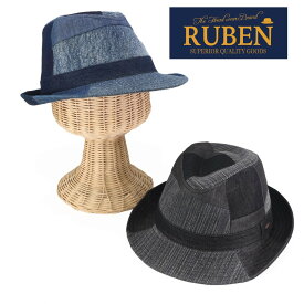 ルーベン（RUBEN）Lサイズ デニムパッチワーク中折れハット 帽子 メンズ レディース帽子 デニム パッチワーク 大きいサイズ BIGサイズ オールシーズン