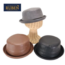 ルーベン（RUBEN）エコレザーポークパイハット 帽子 メンズ レディース帽子 ユニセックス デニム テラピンチ エコレザー オールシーズン