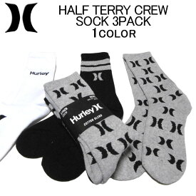 ハーレー 靴下・ソックス HURLEY HALF TERRY CREW SOCK 3 PACK(3足組)レッグウェア・スポーツソックス・メンズ/レディース(男女兼用)・ハーレイ・ハーリー H116071