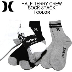 ハーレー 靴下・ソックス HURLEY HALF TERRY CREW SOCK 3 PACK(3足組)レッグウェア・スポーツソックス・メンズ/レディース(男女兼用)・ハーレイ・ハーリー H116079