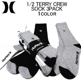 ハーレー 靴下・ソックス HURLEY 1/2 TERRY CREW SOCK 3 PACK(3足組)レッグウェア・スポーツソックス・メンズ/レディース(男女兼用)・ハーレイ・ハーリー H116846