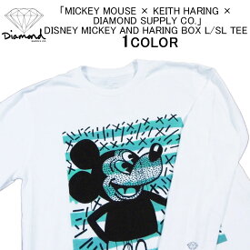 超限定！ダイヤモンド・サプライ トリプルコラボ長袖 Tシャツ DIAMOND SUPPLY CO. DISNEY MICKEY & HERING BOX L/SL TEEディズニー・ミッキーマウス・キースヘリング・ロンT・カットソー・トップス・ダイアモンド・メンズ(男性用)・(S M L XL XXL サイズ) B21DMPC107