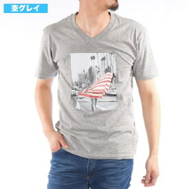 【Barcedos】バルセドス　半袖Tシャツ　Vネック　ガールフォトプリント　サーフ　カットソー　ホワイト・ブラック・杢グレー　M,L,LL