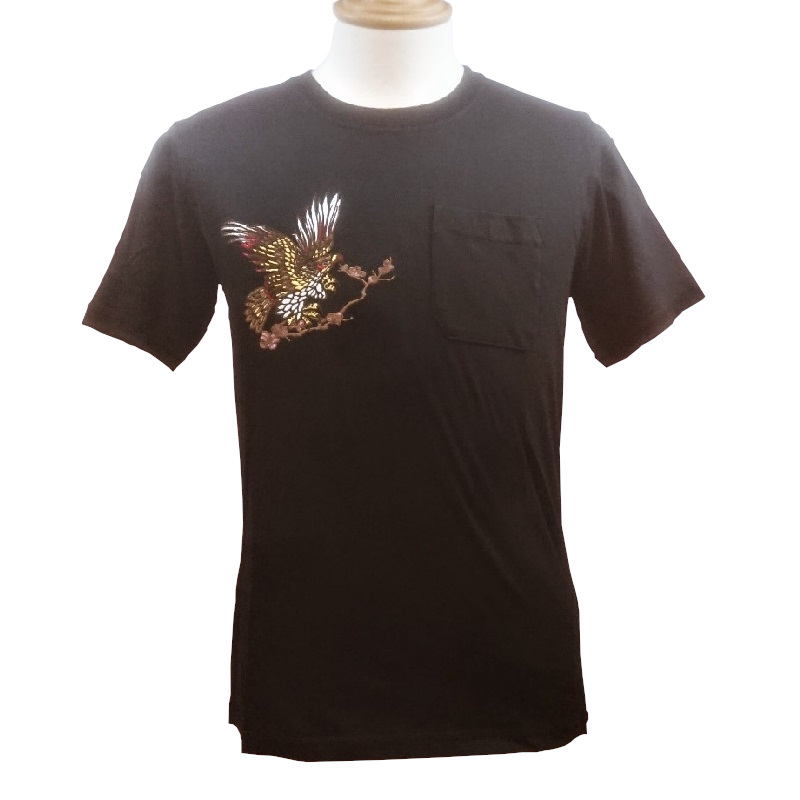 【是空】　鷲　刺繍 Ｔシャツ　半袖　和柄　ブラック＆レッド　（Ｍ、Ｌ、LL）　オラオラ系　Eagle | BillyRock 楽天市場店