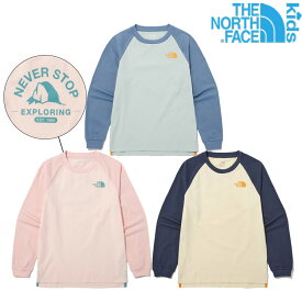 [THE NORTH FACE]ノースフェイス K'S EXPLORING L/S R/TEE 韓国キッズ女の子男の子 子供服 長袖Tシャツ メンズ レディーストップス 人気商品 シンプル カジュアル 基本Tシャツ 韓国ファッション ファミリーファッション こどもの日 NT7TN51