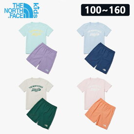 ザノースフェイス THE NORTH FACE K'S EXPLORE CREW SET 韓国キッズ上下セットアップ 半袖半ズボンセット女の子男の子韓国キッズセットバカンスプールコーデ 子供ビーチコーデ 子供用セットアップ セットアップ こどもの日 NT7UP10