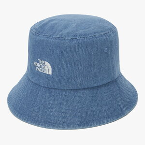 ノースフェイス TNF コットン バケットハット_デニム TNF LOGO BUCKET HAT_DENIM ベージックバケットハットの刺繍ロゴ