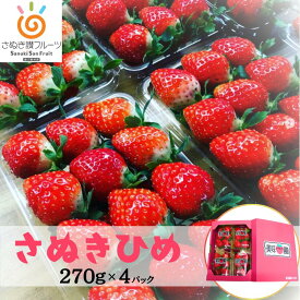 さぬきひめ いちご 香川県産 270g×4パック｜大容量 オリジナルBOX｜家庭用 贈答OK｜冷蔵便｜送料無料