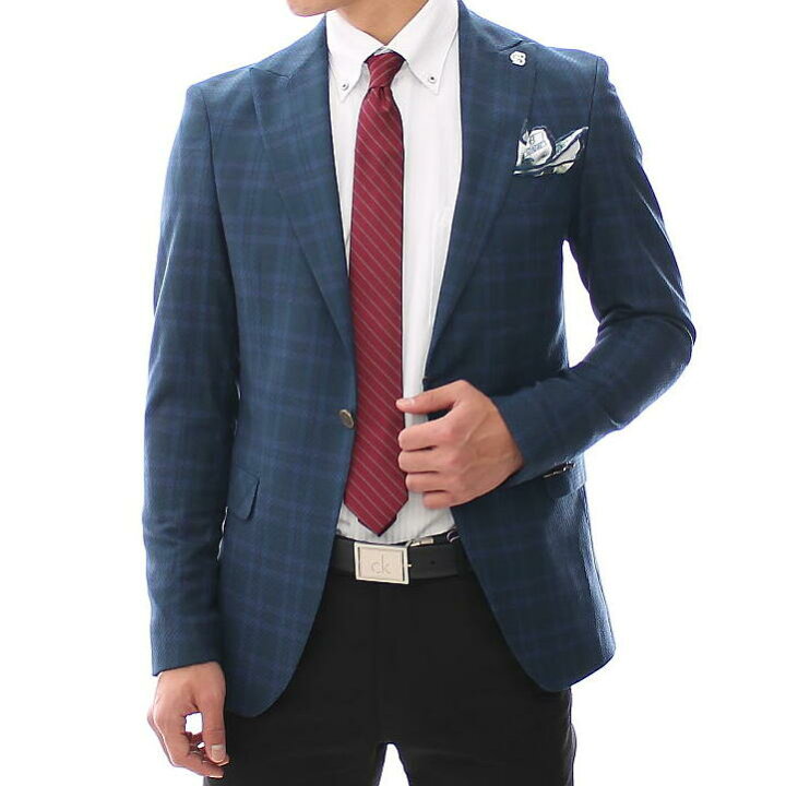 楽天市場 テーラードジャケット メンズ チェック ダークブルー ブレザー ピークドラペル タイト 春秋冬 ビジネス ジャケット ジャケパン 大きいサイズも入荷 一つボタン ｂｉｎ １ ｌｉｍｉｔｅｄ