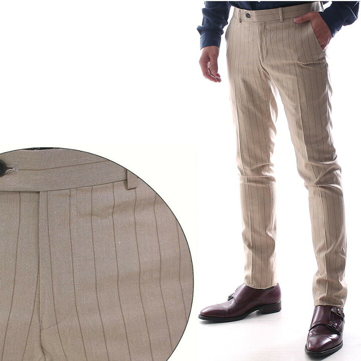 楽天市場 スラックス スキニー パンツ スリム ベージュ ストライプ ビジネス パンツ ジャケパン メンズ 春 夏 秋 大きいサイズ も入荷 ｂｉｎ １ ｌｉｍｉｔｅｄ