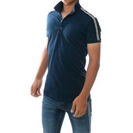 ポロシャツ メンズ 半袖 肩ライン バーコード 紺 ネイビー　大きいサイズも入荷　メール便　可能