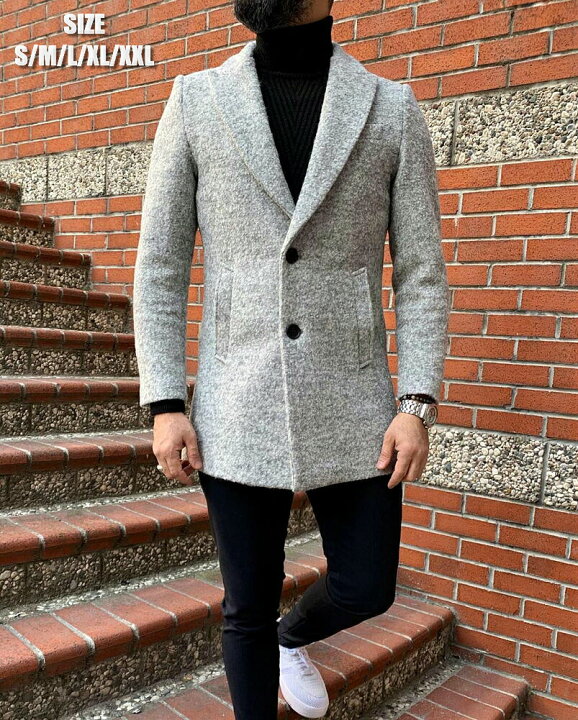 楽天市場 チェスターコート ハーフコート 厚地 圧縮ウール ライトグレー 白 メンズ 大きいサイズも入荷 一つボタン ｂｉｎ １ ｌｉｍｉｔｅｄ