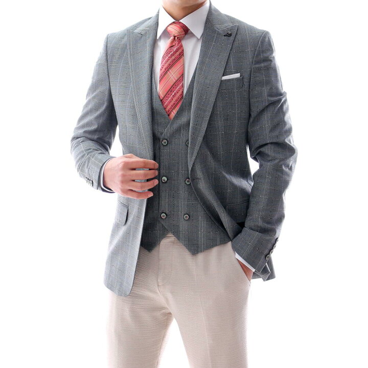 楽天市場 テーラードジャケット ジレ セットアップ ブルー グレー グレンチェック ブレザー メンズ タイト スリムフィット ジャケパン 春 秋 冬 大きいサイズも入荷 ビジネスジャケット ｂｉｎ １ ｌｉｍｉｔｅｄ