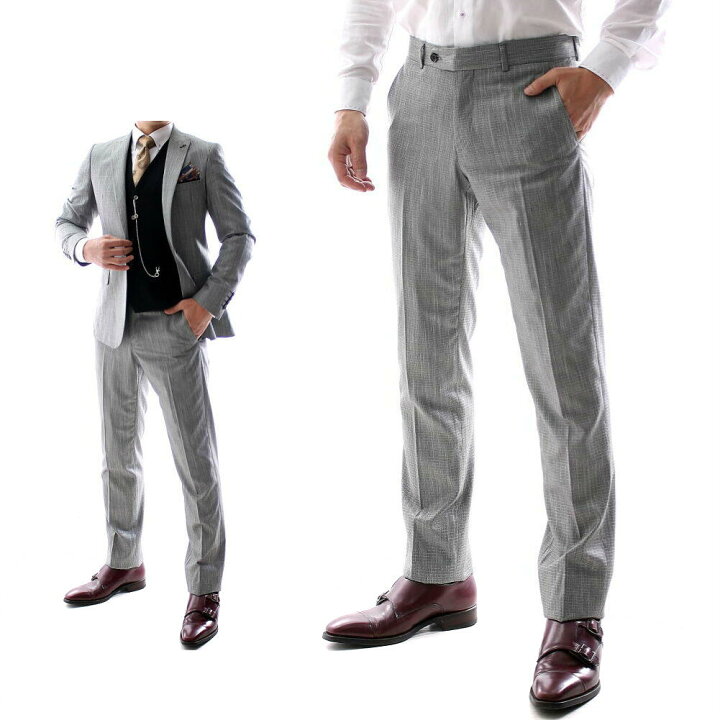 楽天市場 スラックス スリム メンズ グレー ノータック ビジネスパンツ ジャケパン 大きいサイズも入荷 ｂｉｎ １ ｌｉｍｉｔｅｄ