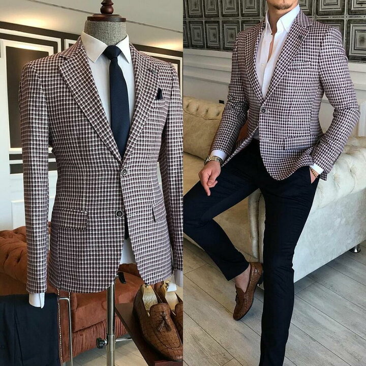 楽天市場 テーラードジャケット 千鳥柄 ブレザー エンジ 背抜き 春 秋 冬 メンズ ジャケパン ビジネス ジャケット 大きいサイズ も入荷 ｂｉｎ １ ｌｉｍｉｔｅｄ