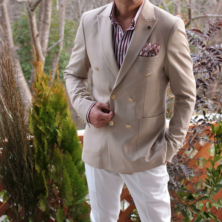 楽天市場】テーラードジャケット ダブル 金ボタン ブレザー 6つボタン  