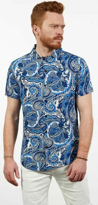 楽天市場】半袖 柄シャツ ペイズリー柄 勾玉模様 派手 ビッグ 