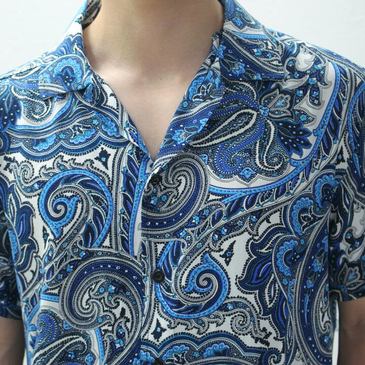 楽天市場】半袖 柄シャツ ペイズリー柄 勾玉模様 派手 ビッグ 