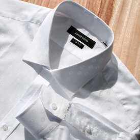 ジャガード 長袖シャツ ビジネスシャツ ドレスシャツ ワイシャツ Yシャツ メンズ 白 XXXL まで 大きいサイズ も入荷 ドット柄